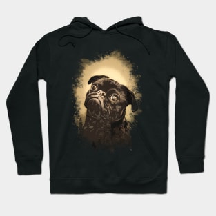 Vintage Pug ✪ Cute Retro Abstract Painting Art Style for dog Lovers and owners Hoodie